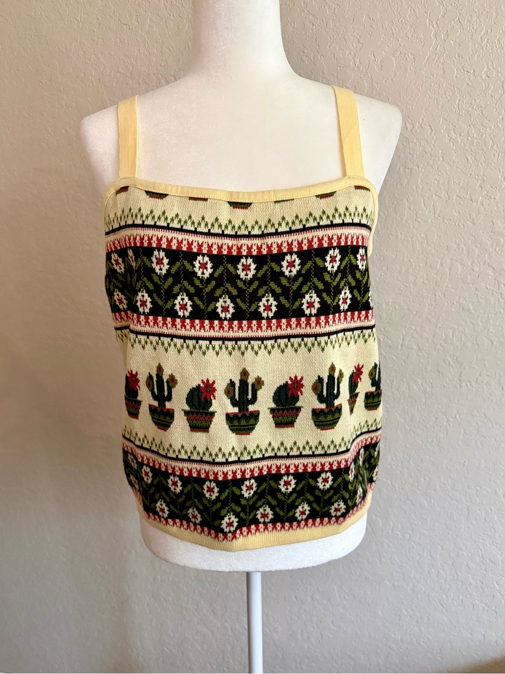 Pilcro Anthropologie Cactus Fair Isle Knit Cropped Tank Top Size XL NWT $68 - Picture 9 of 11